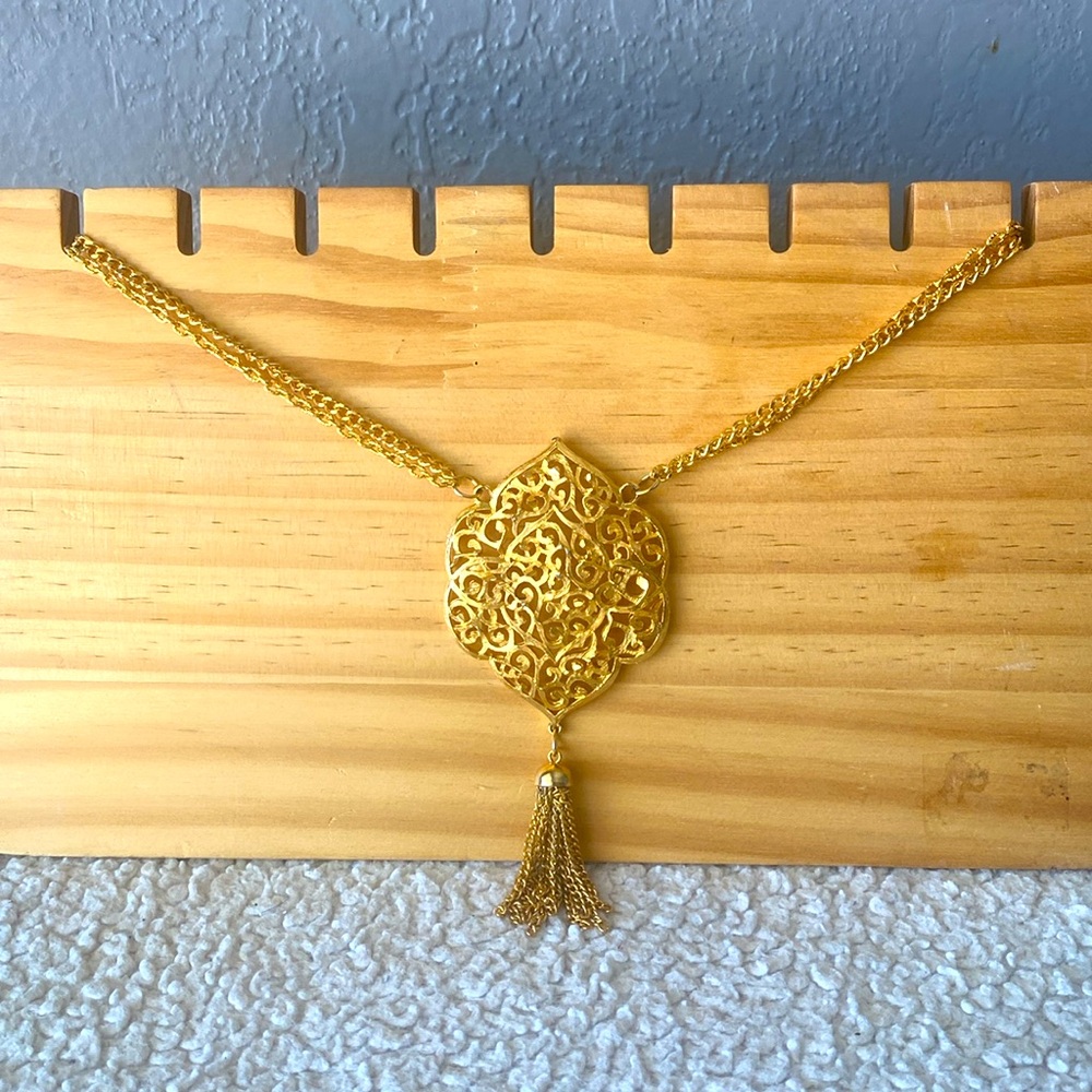 Rare lisner Vintage Pendant Double Chain Signed Necklace Excellent